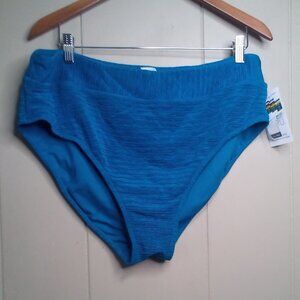 Time And Tru Bikini Swim Bottom XL 16-18 High Waist Blue Teal